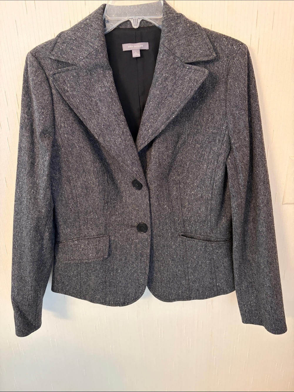 Ann Taylor Gray Textured Two-Button Blazer